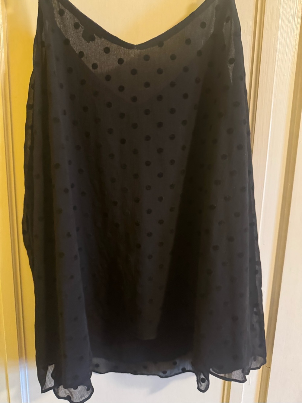 Torrid Black Sheer Velvet Polka Dot Tank Top